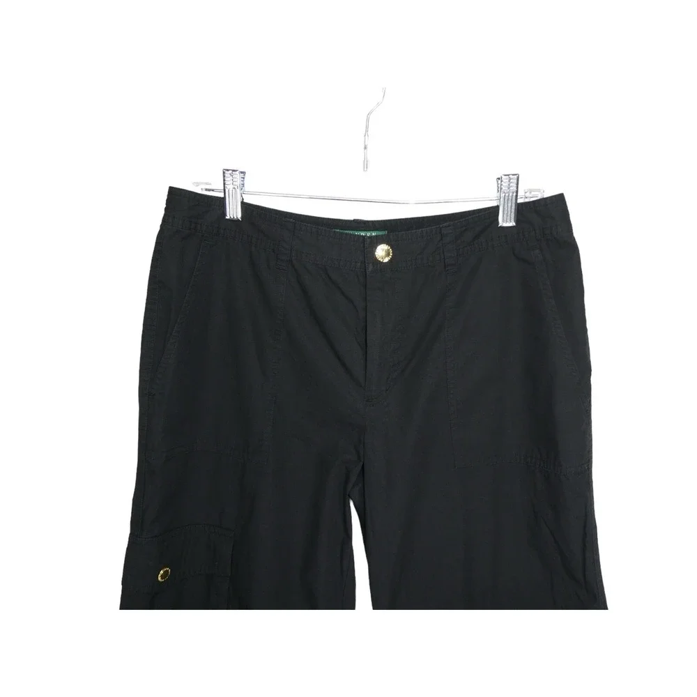 Lauren Ralph Lauren Cargo Pants Womens Size 8 Black Cropped Casual - Picture 7 of 13